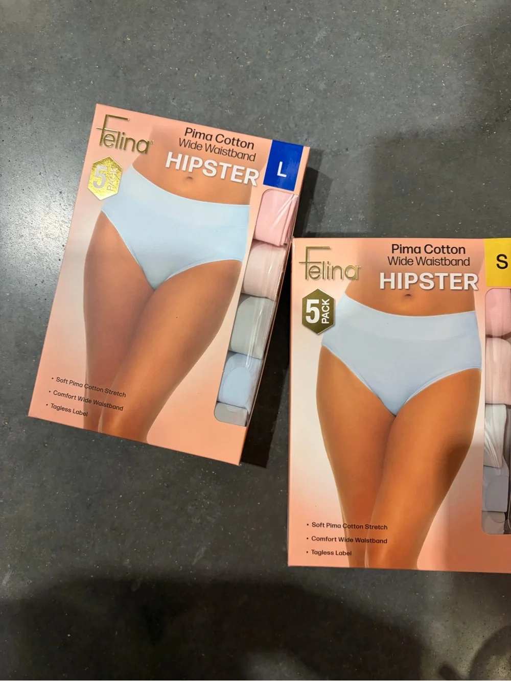 Felina Pima Cotton Hipster - Beige/blue/pink  (5 Pack) new sealed